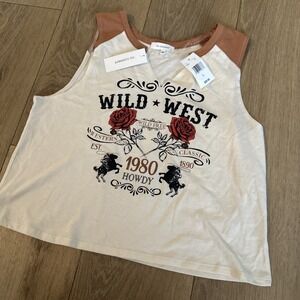 No Comment Wild West Juniors Sleeveless Crop Top Nashville Western Size Large